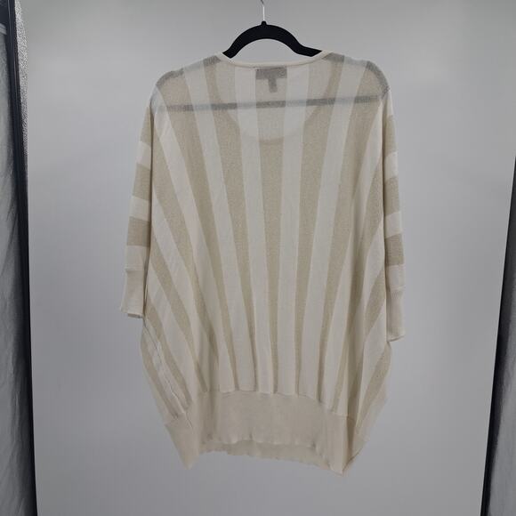 Lane Bryant Sweater Plus 18/20 Stripe Metallic Dolman Sleeve Pullover White Gold - Picture 5 of 6